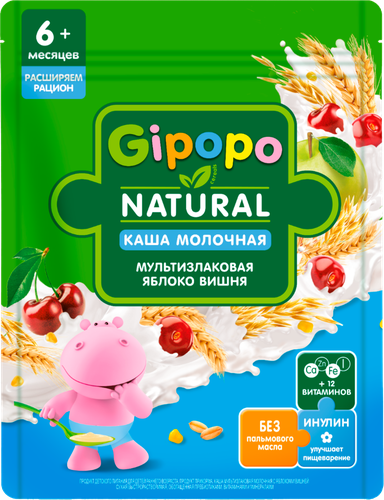 

Каша детская сухая Gipopo Мультизлаковая Яблоко-вишня молочная 170 г