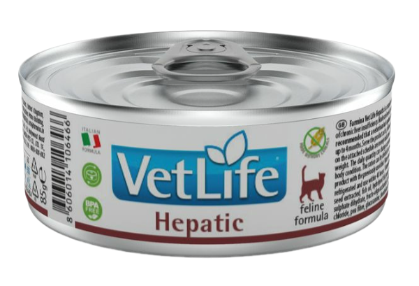 Корм влажный консервированный FARMINA Vet Life Cat Hepatic диета для кошек при заболевании печени паштет 85г