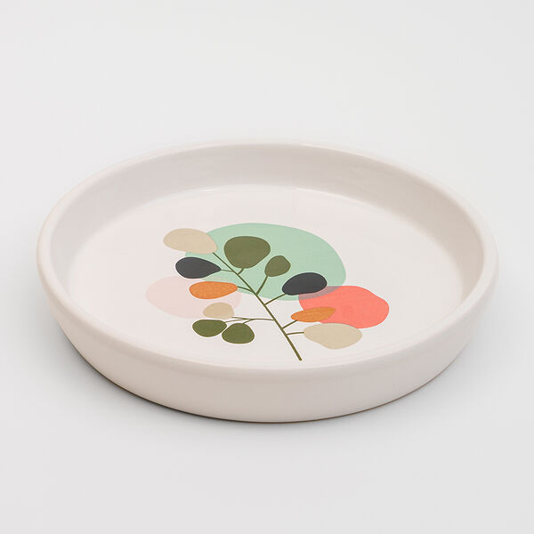 Миска для кошек с рисунком Перо 15см белая керамика