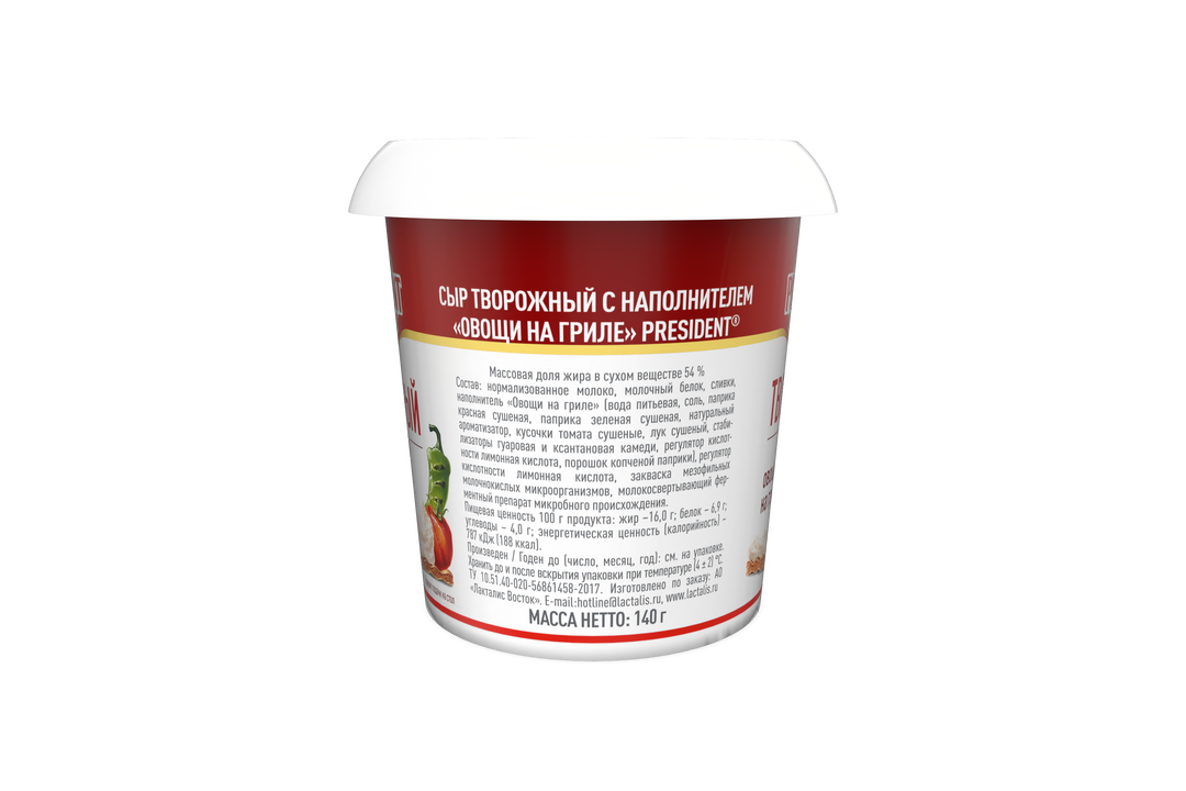 

Сыр творожный President овощи на гриле 54% 140 г дизайн упаковки в ассортименте