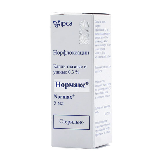 Нормакс капли глазные и ушные 0.3% 5 мл