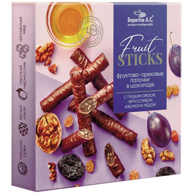 

Конфеты Galagancha Палочки фруктово-ореховые с грецким орехом, черносливом и изюмом 175 г