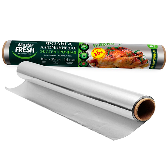 

Фольга Master Fresh алюминиевая экстрапрочная 10 м x 29 см, 14 мкм