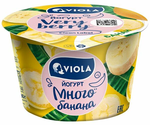 Йогурт Viola Very Berry с бананом 2.6% БЗМЖ 180 г
