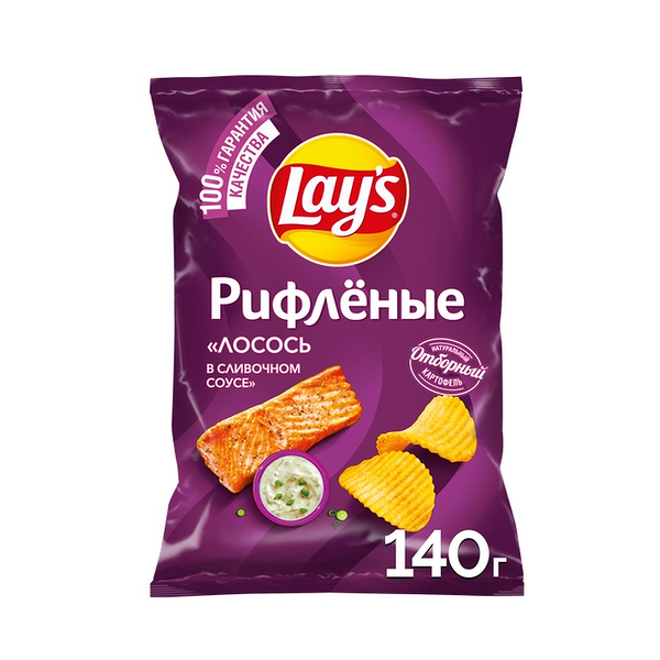 Картофельные чипсы Lay's рифленые Сливочный лосось 140 г