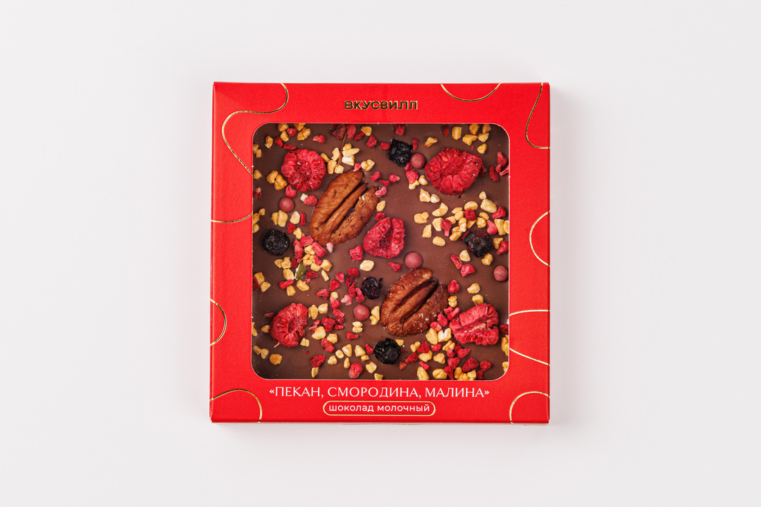 

Шоколад молочный Пекан, смородина, малина 60 г