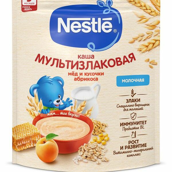 Каша Nestle мультизлаковая молочная с медом и абрикосом с 9 месяцев 200 г