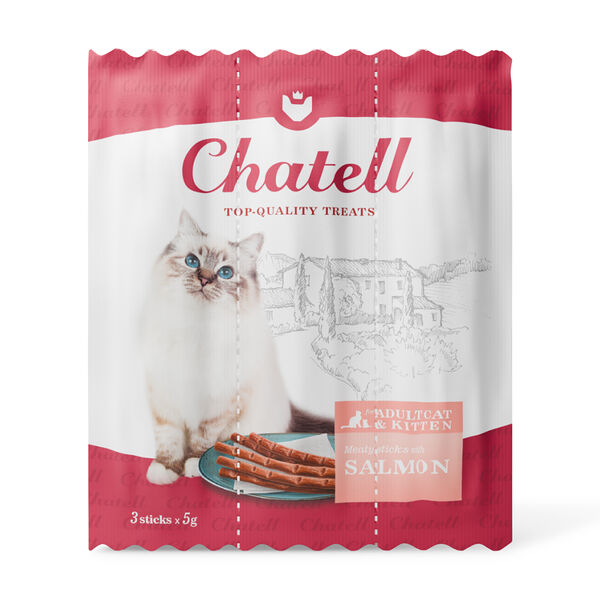 Лакомство Chatell Мясные колбаски для кошек с лососем 3 шт 15 г