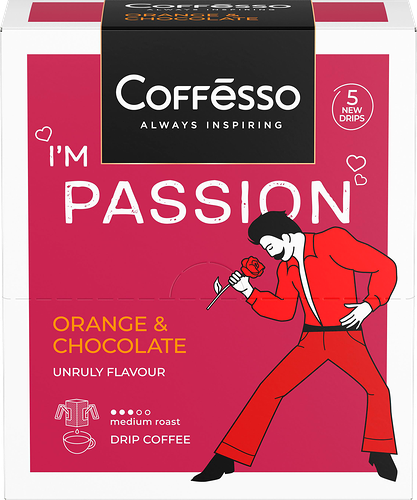 Кофе молотый Coffesso Passionсо с ароматом красного апельсина и шоколада 5 шт. по 10 г