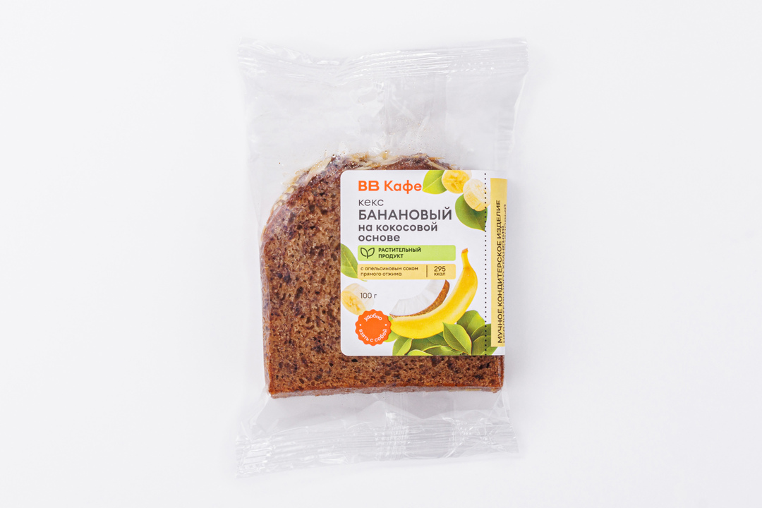 

Кекс ВкусВилл банановый на кокосовом молоке, кафе 100 г