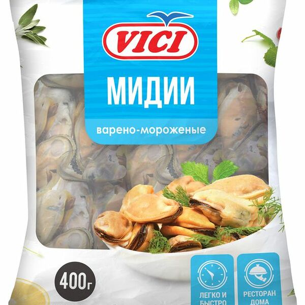 Мидии Vici варено-мороженые Чилийские 400 г