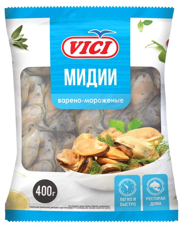 

Мидии Vici варено-мороженые Чилийские 400 г