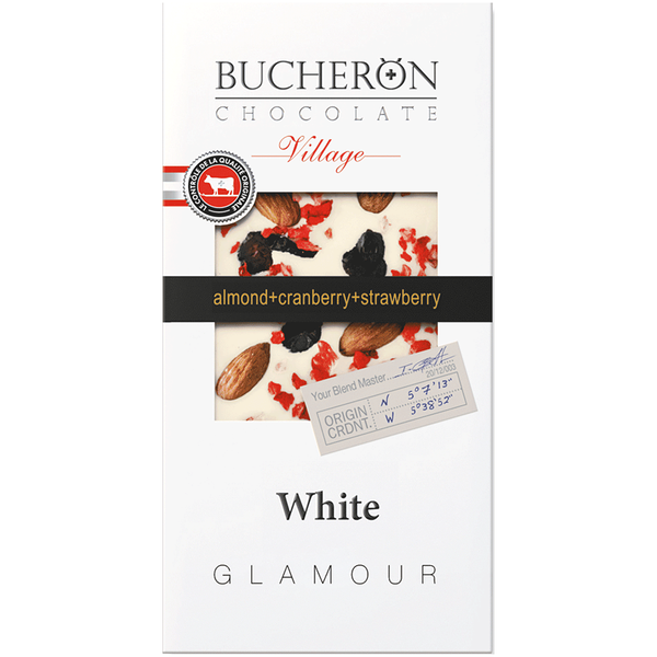 Шоколад Bucheron Village белый с миндалём, клюквой и клубникой 100 г