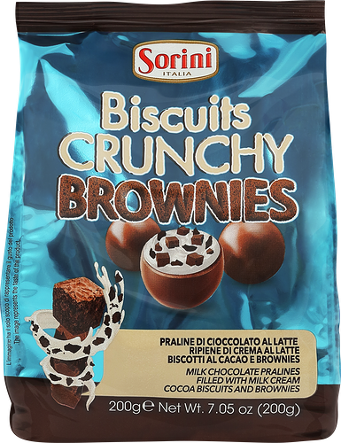 Конфеты Sorini Biscuits Crunchy Brownies Пралине из молочного шоколада с молочным кремом 200 г