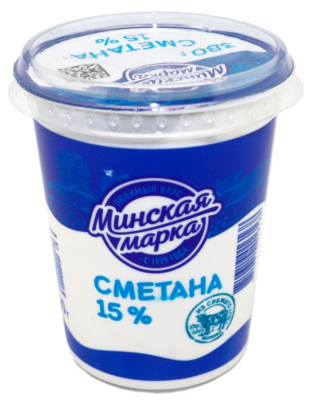 

Сметана Минская марка 15% 380 г