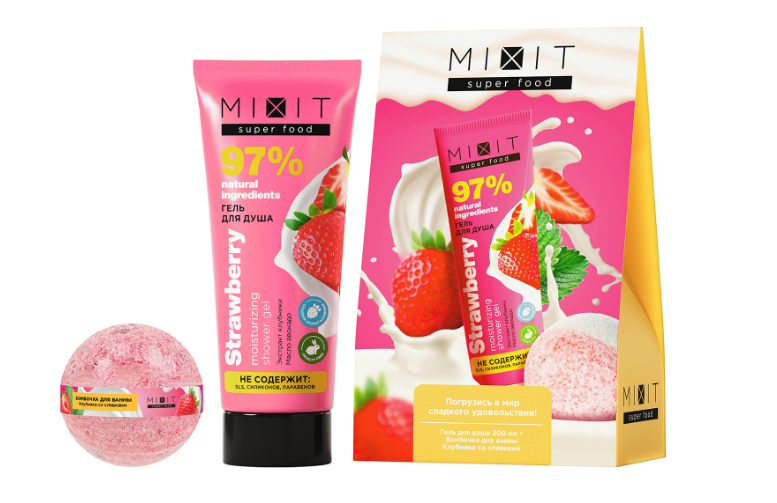 

Набор для спа-ухода за телом Mixit Super Food Клубника со сливками 330 г