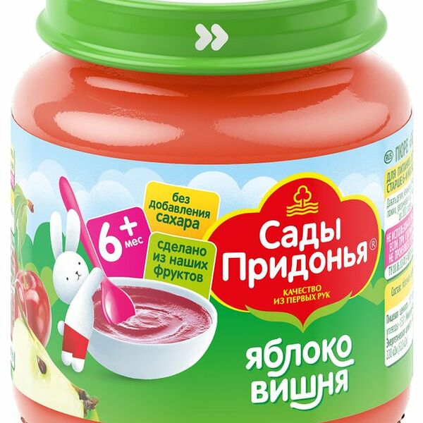 Фруктовое пюре Сады Придонья вишня-яблоко, с 6 месяцев, 120 г