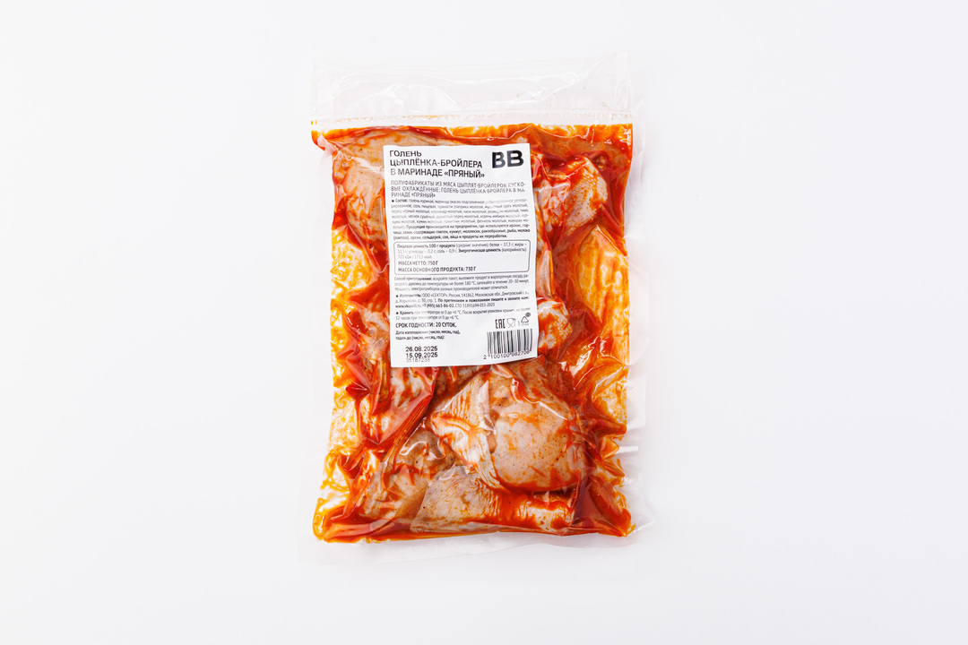 

Голень цыпленка-бройлера ВкусВилл в маринаде Пряный 750 г
