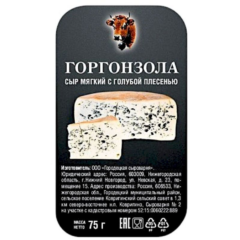

Сыр мягкий Городецкая Сыроварня Горгонзола с голубой плесенью 50% без змж 75 г