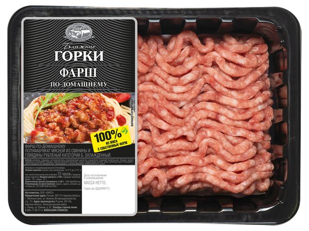 

Фарш из свинины и говядины по-домашнему Ближние Горки охлажденный 400 г