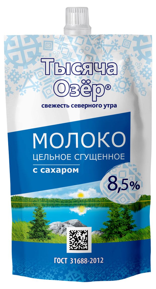 

Молоко цельное сгущенное Тысяча Озёр с сахаром 8.5% 270 г
