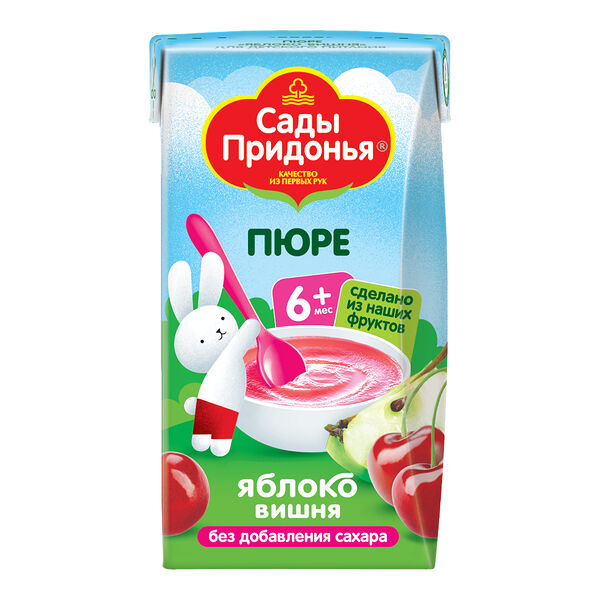 Фруктовое пюре Сады Придонья вишня-яблоко с 6 месяцев 125 г
