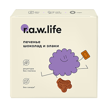 

Печенье безглютеновое R.A.W.Life Шоколад и злаки без сахара 80 г