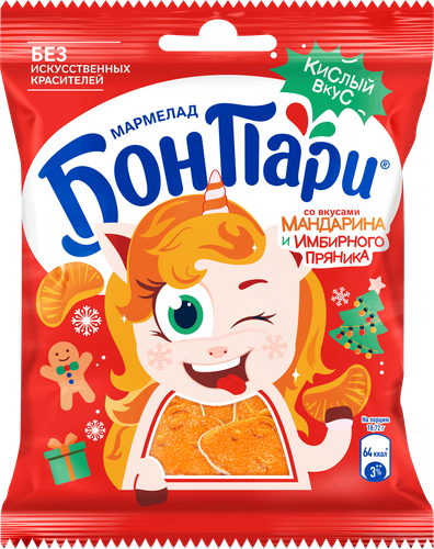 

Мармелад жевательный Бон Пари Новогодний микс, со вкусом мандарина и имбирного пряника 100 г