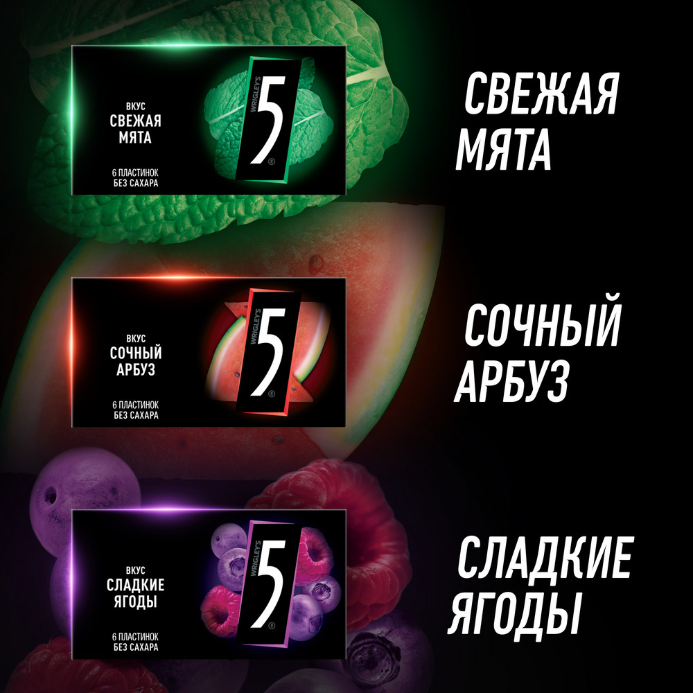 

Жевательная резинка Five Сочный арбуз без сахара 15.6 г