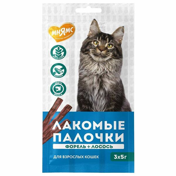 Лакомство для кошек Мнямс палочки форель-лосось 15 г