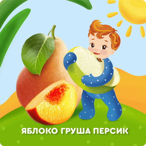 

Пюре фруктовое Агуша Яблоко-Груша-Персик с 5 месяцев 100 г