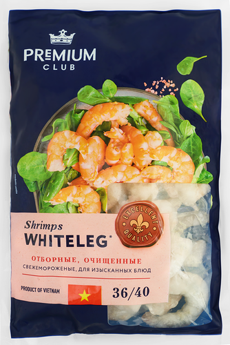 Креветки свежемороженые Premium Club очищенные 36/40 500 г