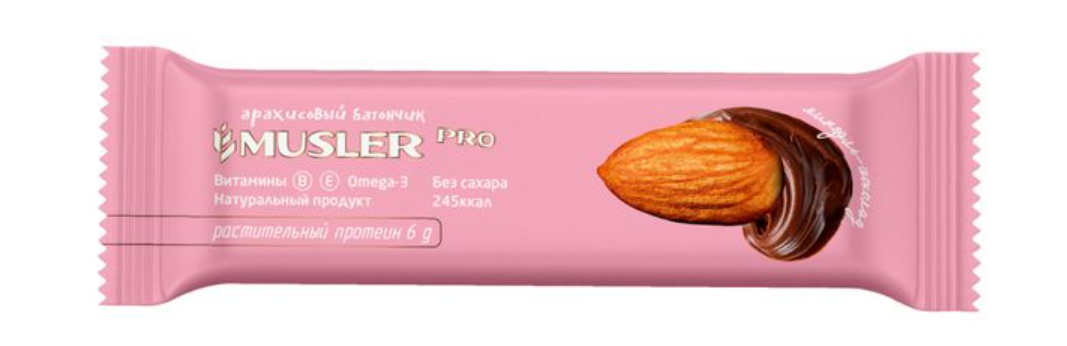 

Батончик арахисовый Musler Pro Миндаль-шоколад без сахара 50 г