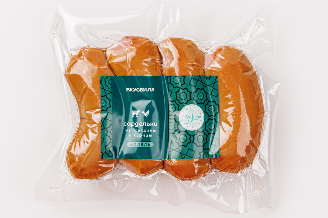 

Сардельки из говядины и курицы ВкусВилл Халяль вес