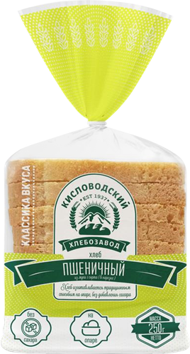 

Хлеб Кисловодский хлебозавод Белый пшеничный в нарезке 250 г