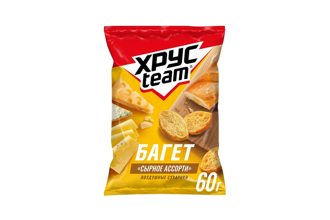 

Сухарики Хрусteam Багет Сырное ассорти 60 г