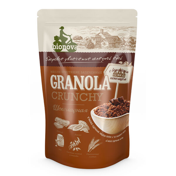 Мюсли хрустящие запеченные БИОНОВА Шоколадные вес 400 г