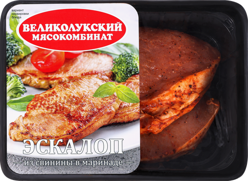 

Эскалоп Великолукский Мясокомбинат из свинины в маринаде охлажденный вес