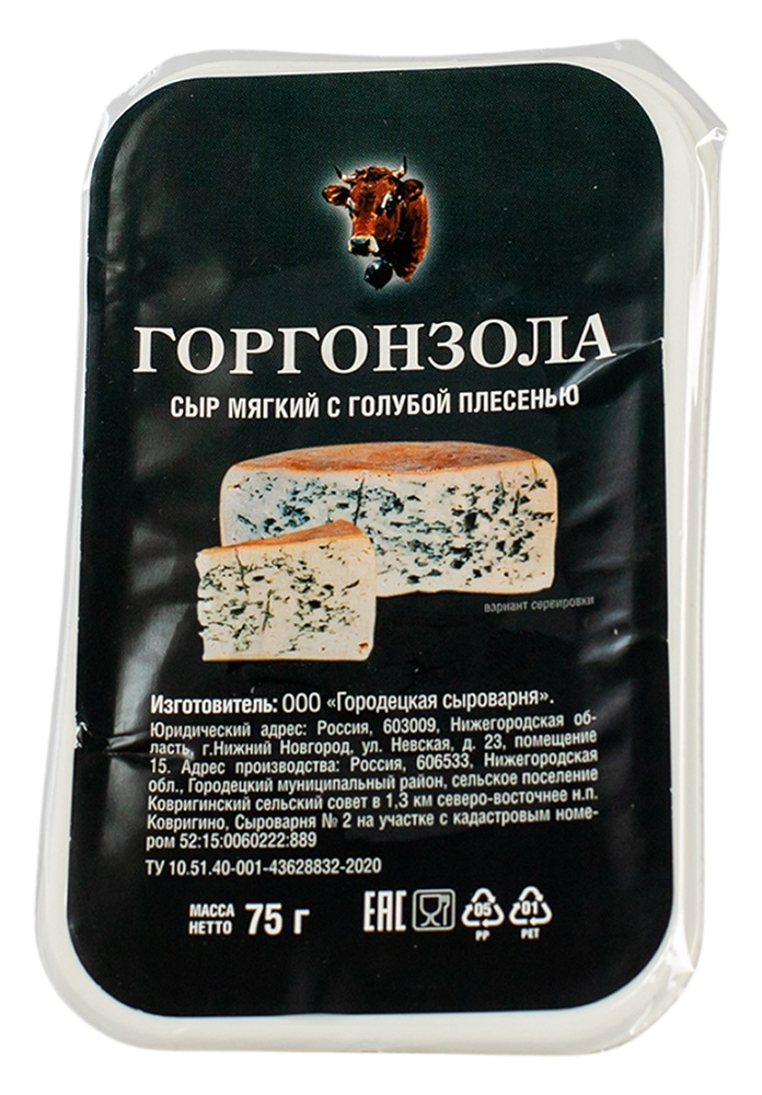 

Сыр мягкий Городецкая Сыроварня Горгонзола с голубой плесенью 50% без змж 75 г