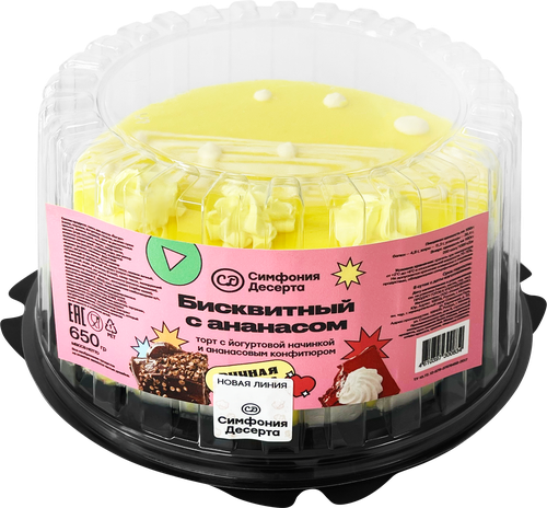 

Торт бисквитный Симфония Десерта с ананасом 650 г