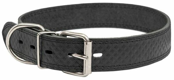 HOMEPET ошейник кожаный Ромбы 35мм х 41-51см простроченный с тиснением черный