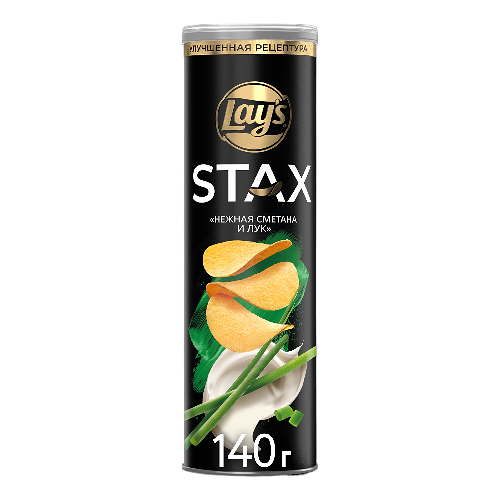 Картофельные чипсы Lay's Stax Нежная сметана и лук 140 г дизайн упаковки в ассортименте