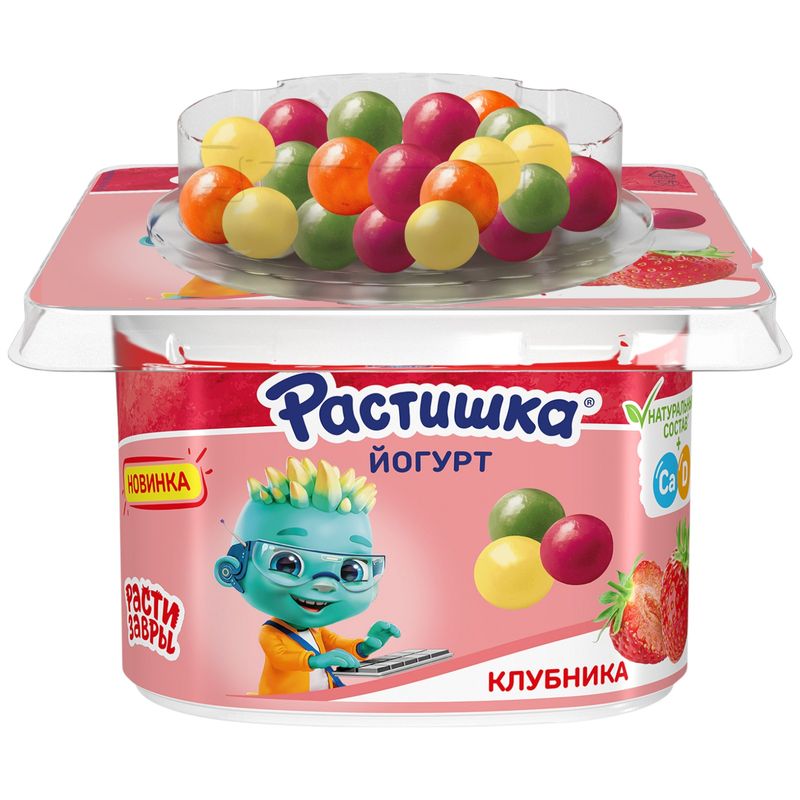 

Йогурт Растишка с клубникой со злаковым драже в бананово-апельсиновой глазури 3% БЗМЖ 116 г