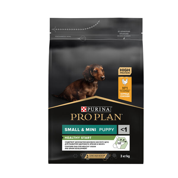 Сухой корм Pro Plan Healthy Start для щенков мелких и карликовых пород с высоким содержанием курицы 3 кг