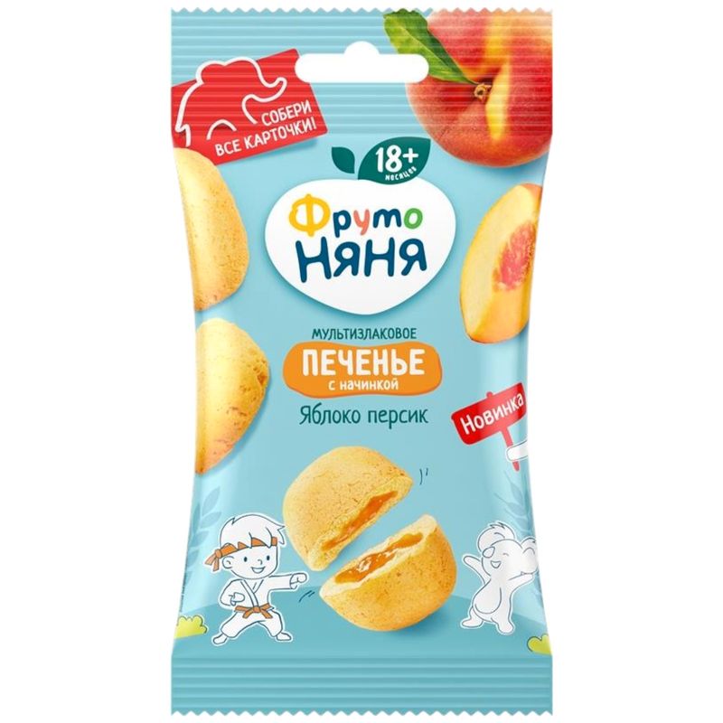 

Печенье ФрутоНяня мультизлаковое с начинкой из яблок и персиков 50 г