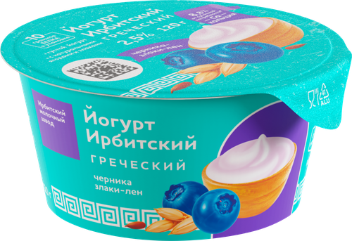 

Йогурт Ирбитский греческий черника, злаки, лен 2.5% 120 г