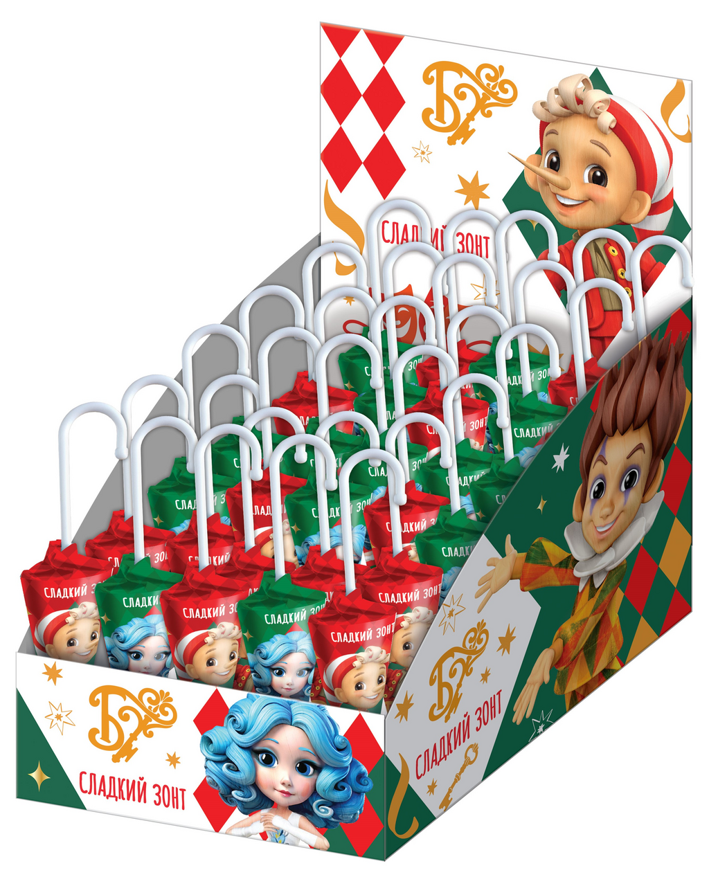 

Конфета Конфитрейд Сладкий зонт Буратино 20 г дизайн в ассортименте