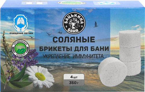 

Соляные брикеты для бани и сауны Бацькина Баня Укрепление иммунитета, Арт. 23002, 350 г