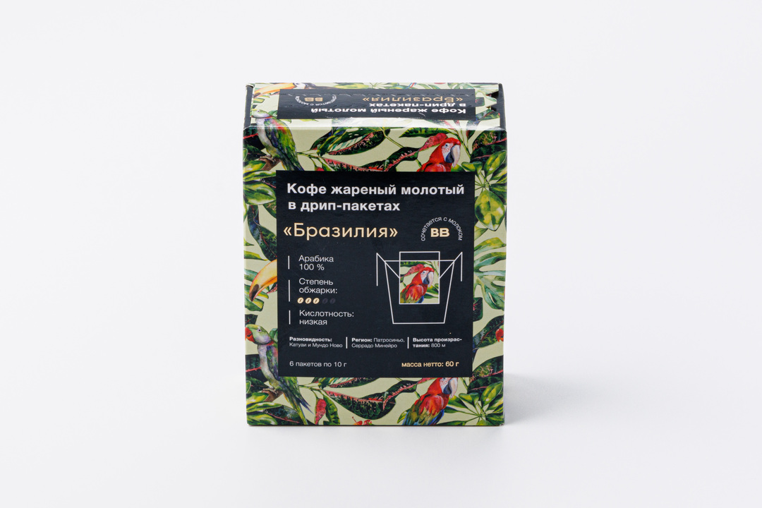 

Кофе жареный молотый ВкусВилл "Бразилия" в дрип-пакетах 6 шт. х 10 г