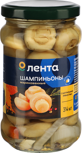 Шампиньоны Лента маринованные 280 г
